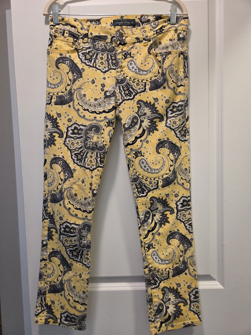 Ralph Lauren LRL Yellow Paisley Print Jeans Size 4